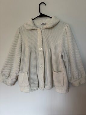 Vintage cream ribbed babydoll cardigan sweater women’s Sz M
